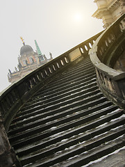 Image showing Stairway of The Sanssouci Palace in winter. Potsdam, Germany