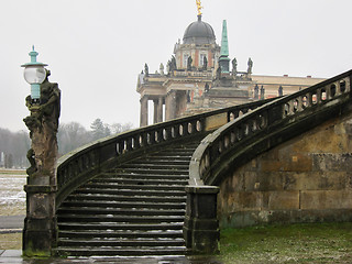 Image showing Stairway of The Sanssouci Palace in winter. Potsdam, Germany