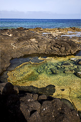 Image showing spain musk pond rock stone   water    in lanzarote 