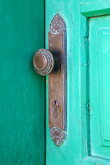 Image showing spain   brass knocker lanzarote abstract door 