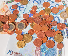 Image showing Euros coins and notes