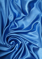 Image showing Smooth elegant blue silk as background 