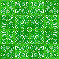 Image showing Green squares with ornament. seamless