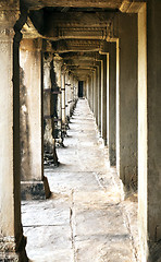 Image showing Corridor, Angkor Wat temple, Cambodia