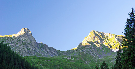 Image showing Sunset over mountains