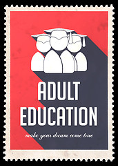 Image showing Adult Education on Red in Flat Design.