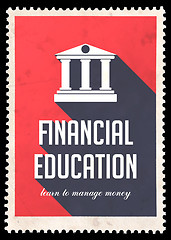 Image showing Financial Education on Red in Flat Design.