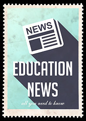 Image showing Education News on Blue in Flat Design.