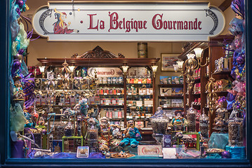 Image showing Brussels, Belgium - February 17, 2014:. Interior of chocolate sh