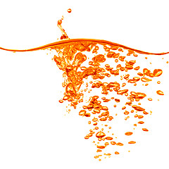 Image showing orange water splash isolated on white