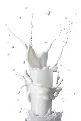 Image showing milk splash in glass isolated on white background