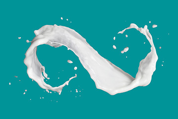 Image showing infinity symbol of milk splash isolated on black
