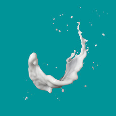 Image showing milk splash isolated on blue background