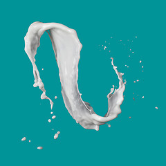 Image showing milk splash isolated on blue background