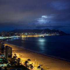 Image showing View of Benidorm at night, Costa Blanca, Spain