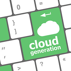 Image showing cloud generation words concept on button of the keyboard