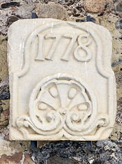 Image showing stone slab engraved with the year 1778. In the monastery of Poblet