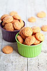 Image showing meringue almond cookies in bowls