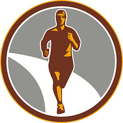 Image showing Marathon Runner Front Circle Retro