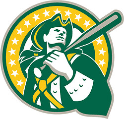 Image showing American Patriot Baseball Player Green Gold Retro