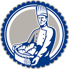 Image showing Baker Holding Basket Bread Loaf Retro