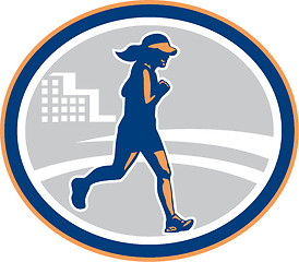 Image showing Female Marathon Runner City Retro