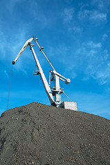 Image showing crane at heap of gravel