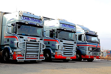 Image showing Fleet of Long Haulage Trucks