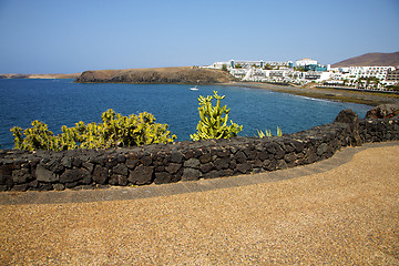 Image showing cactus coastline   in spain   pond beach   yacht boat   summer 