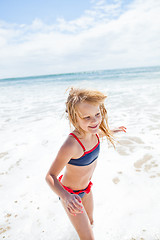 Image showing Young girl having fun at beach