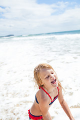 Image showing Young girl having fun at beach