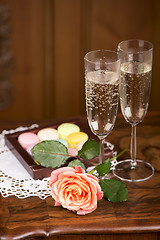 Image showing champagne with  macaroons