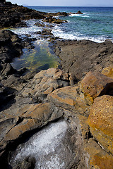 Image showing salt in lanzarote  isle foam rock  