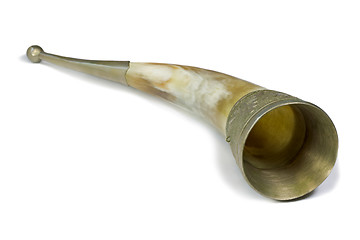 Image showing Cup for wine, made from animal horns, on a white background.