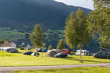 Image showing Camping on the shore of fjord, Norway