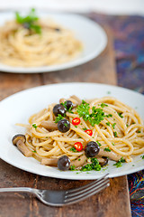 Image showing Italian pasta and mushroom sauce 