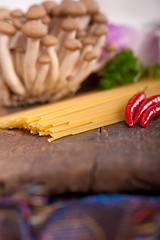 Image showing Italian pasta and mushroom sauce ingredients