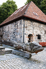 Image showing Cod statue in in Bergen, Norway.