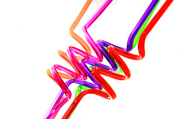 Image showing spiral color plastic straws 