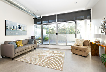 Image showing Modern living room and balcony