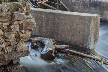 Image showing detail of old river dam