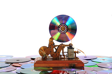 Image showing old telegraph with CD or DVD