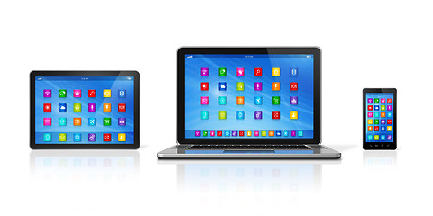 Image showing Smartphone, Digital Tablet Computer and Laptop