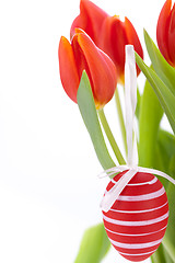 Image showing Colourful red Easter still life