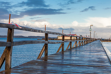 Image showing Bridge or pier across an expanse of sea