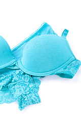 Image showing Set of sexy turquoise blue lingerie