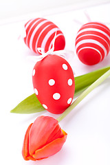 Image showing Colourful red Easter still life