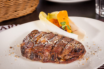 Image showing Grilled beef steak with seasoning