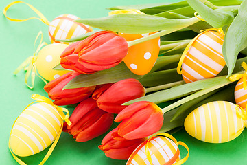 Image showing Colourful red Easter still life