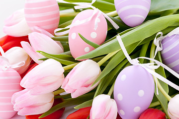 Image showing beautiful easter egg decoration colorfull eggs seasonal pastel 